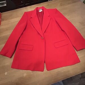 Talbots Blazer Womens 16 Red Pure Cashmere Made in USA 1 Button Notch Lapel